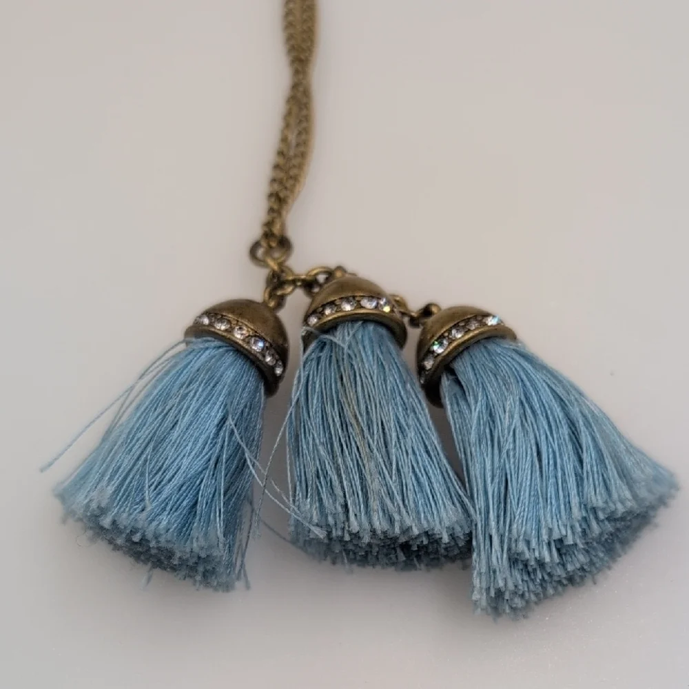 J. Crew Gold and Blue Bohemian Necklace